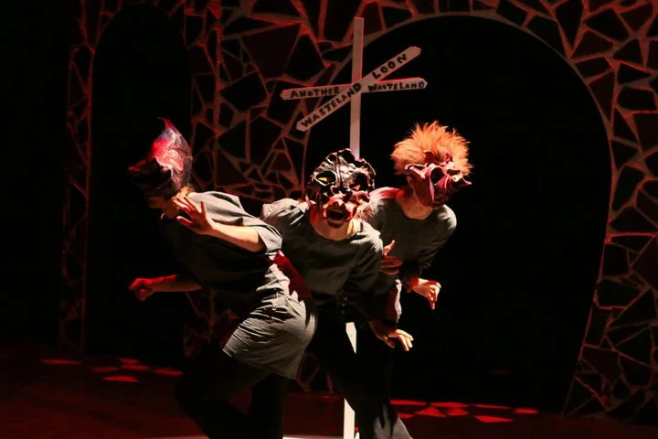 Crazyface by Clive Barker. Directed by Andrew Ritchie. (Left to right: Georgia Irwin, Heather Brooke, & Marlee Yule). Produced by Abbedam. Photography by U of A. 2010.