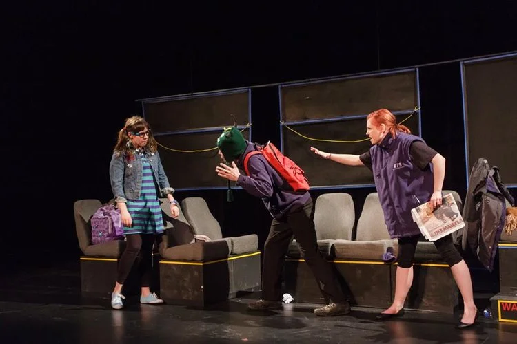 Birdie on the Wrong Bus by Ellen Chorley. Directed by Andrew Ritchie (left to right: Mari Chartier, Ben Stevens, & Lana Hughes). Produced by Promise Productions. Photography by Dave DeGagne. 2012.