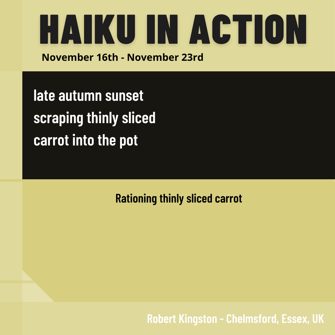 Gætte skuespillerinde Ændringer fra Haiku in Action Week 42 — Nick Virgilio Haiku Association