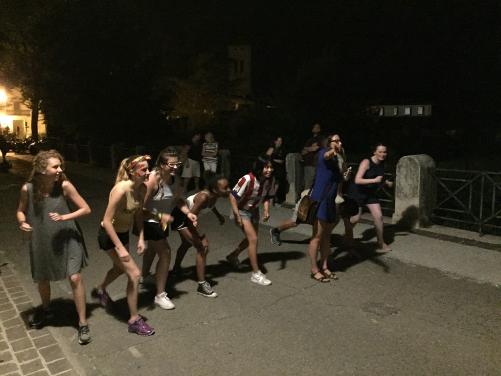 Ready, Set, Go.....here are the "horses" for each Contrada: Calla, Jena, Lily, Kiara, Sofia, Mac, and Gracie! The race was a huge hit, lots of laughs and fun had by all.