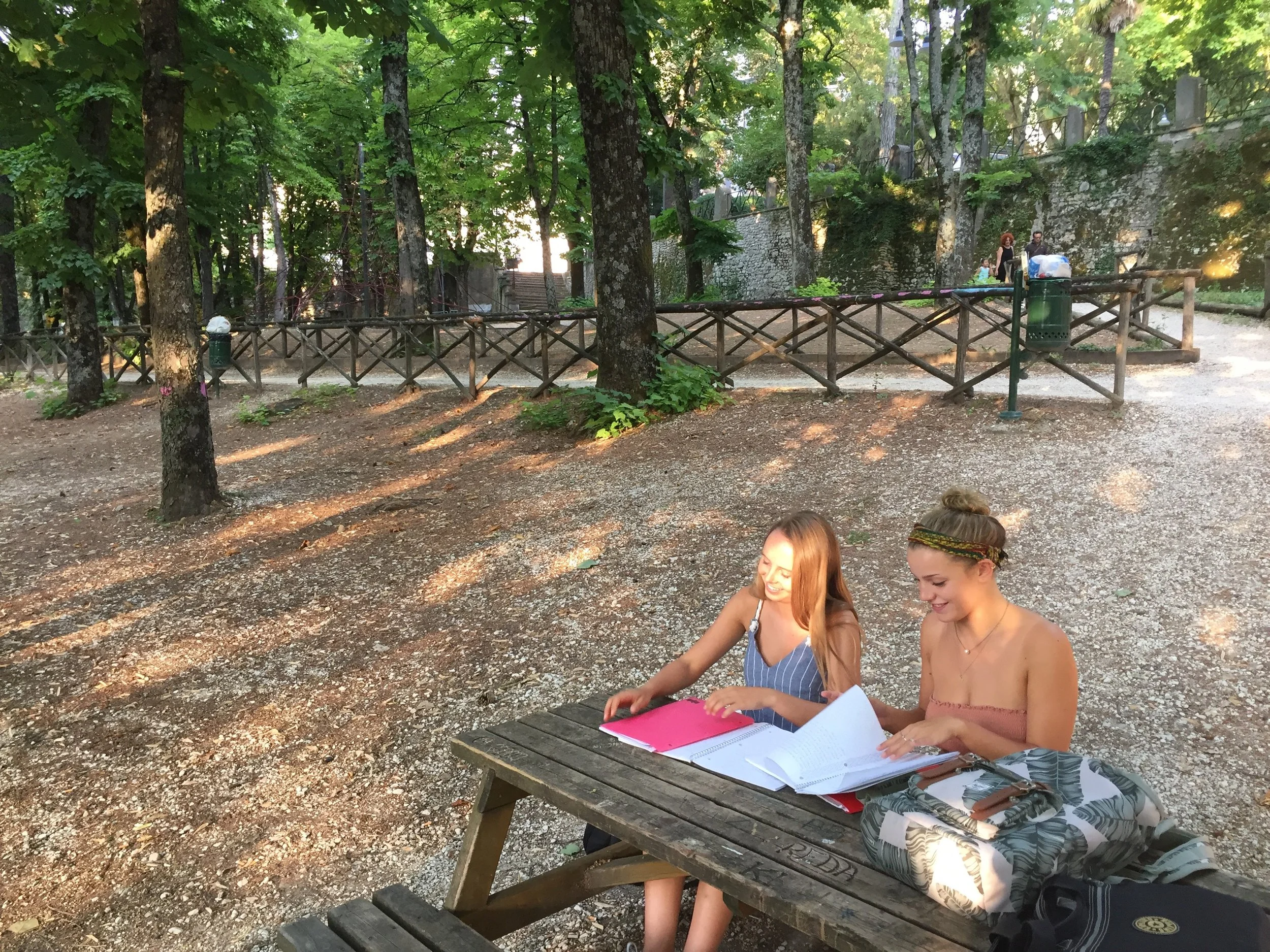 Creative Writing Students Working Outside 