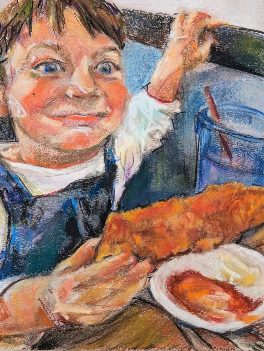 When I asked Rachel what their littles favorite color is and that chicken nuggets weren't a color she said he'd probably say all the colors of the rainbow but that blue was a good bet and then later she sent me video proof that he indeed answered &qu