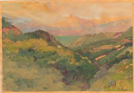 Portugal's Sacred Park, gouache 18" x 22" framed, $850