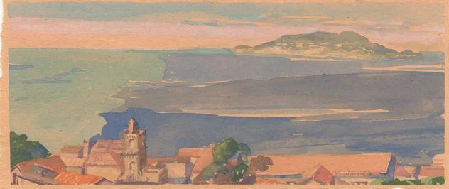 Massa Lebrense, gouache 3.5" x 8" unframed, $260