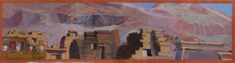 Habu Backdrop, gouache 10" x 18" framed, $550