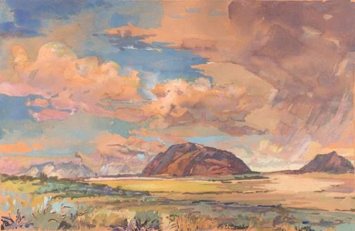 Buttes to Ketchum, gouache 18" x 22" framed, $1000 SOLD