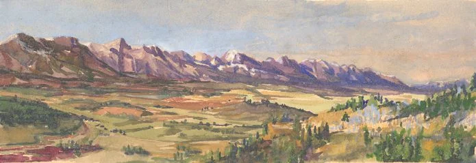 Saw Tooth Range, gouache 5" x 14.5" unframed, $610