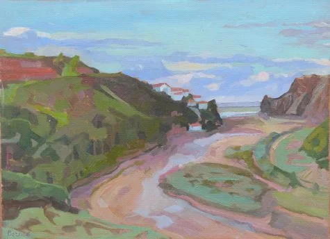 Odeceixe Seaside Town, oil 10" x 13" framed, $500