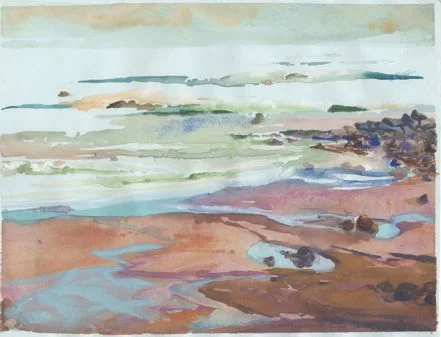 Low Tide, watercolor 16" x 18" framed, $750