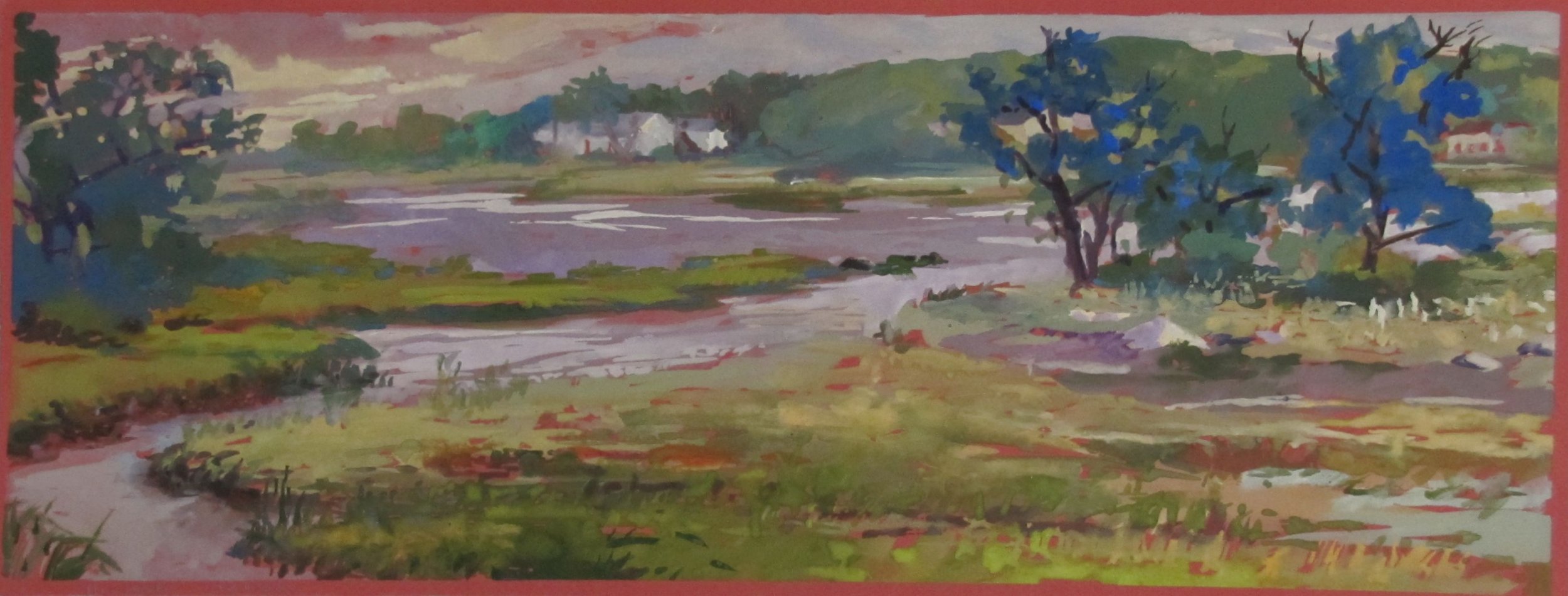 Michael Walek "Rachel Carson Marshland" gouache 16"x27" $950