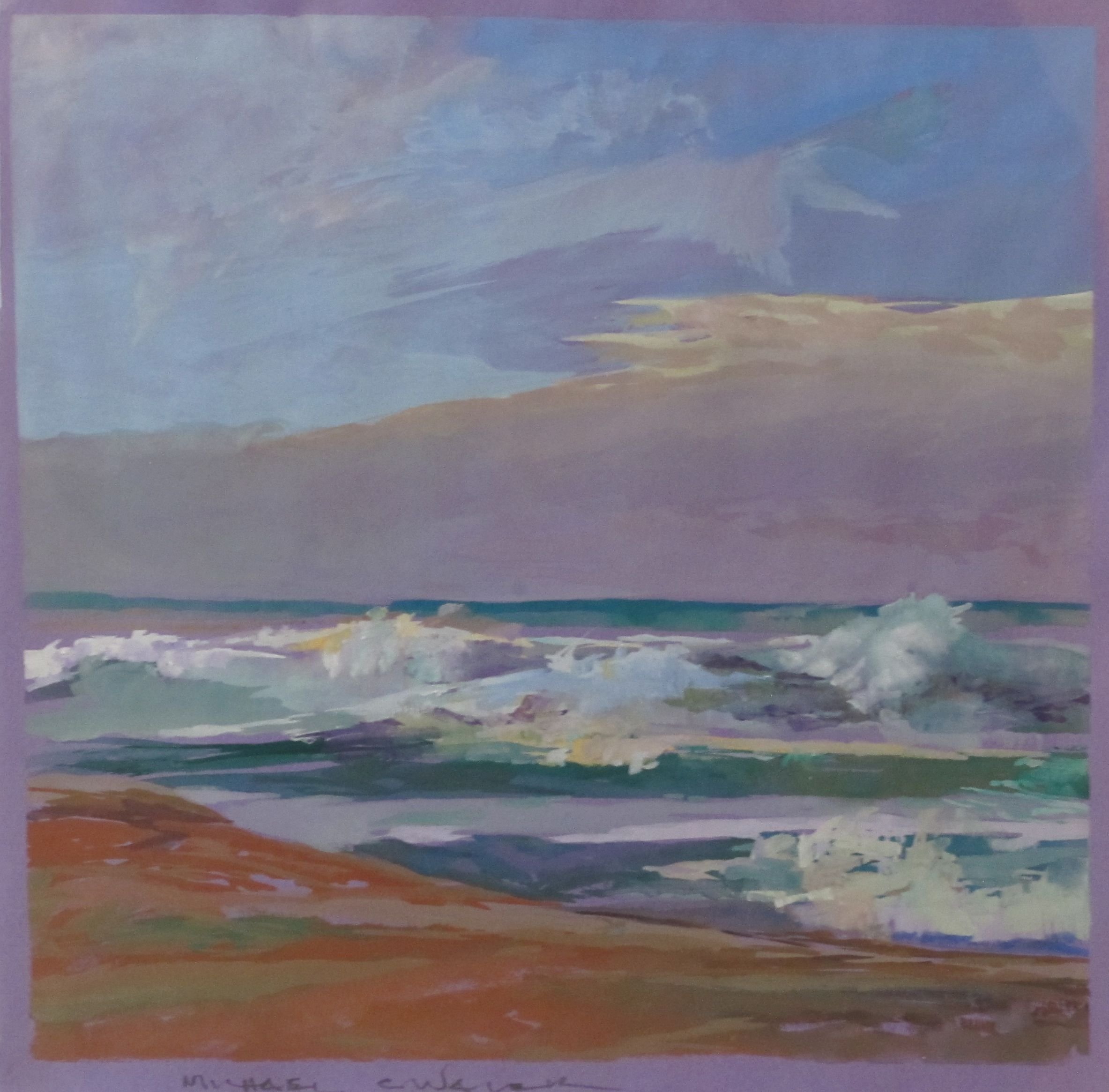 Michael Walek "Cape Neddick Surf" gouache 17"x17" $750