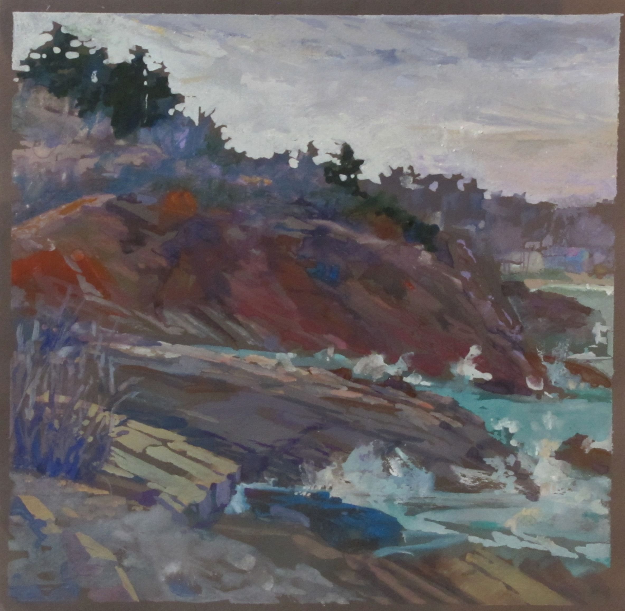 Michael Walek "Marginal Way Ogunquit" gouache 16"x17" $750