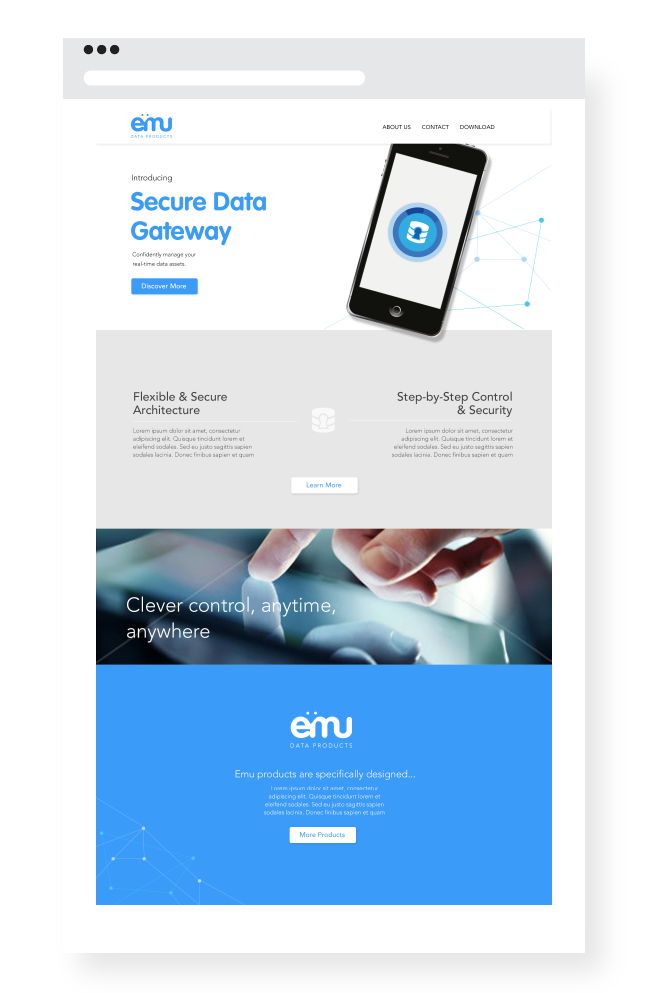 Wireframes and design for Emu Data Products