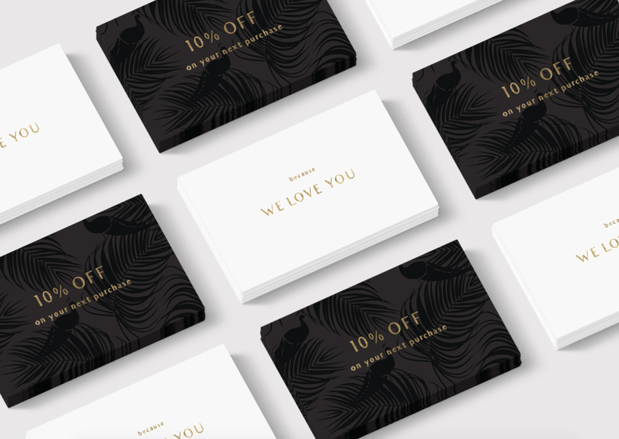 Black and white gold foil business cards