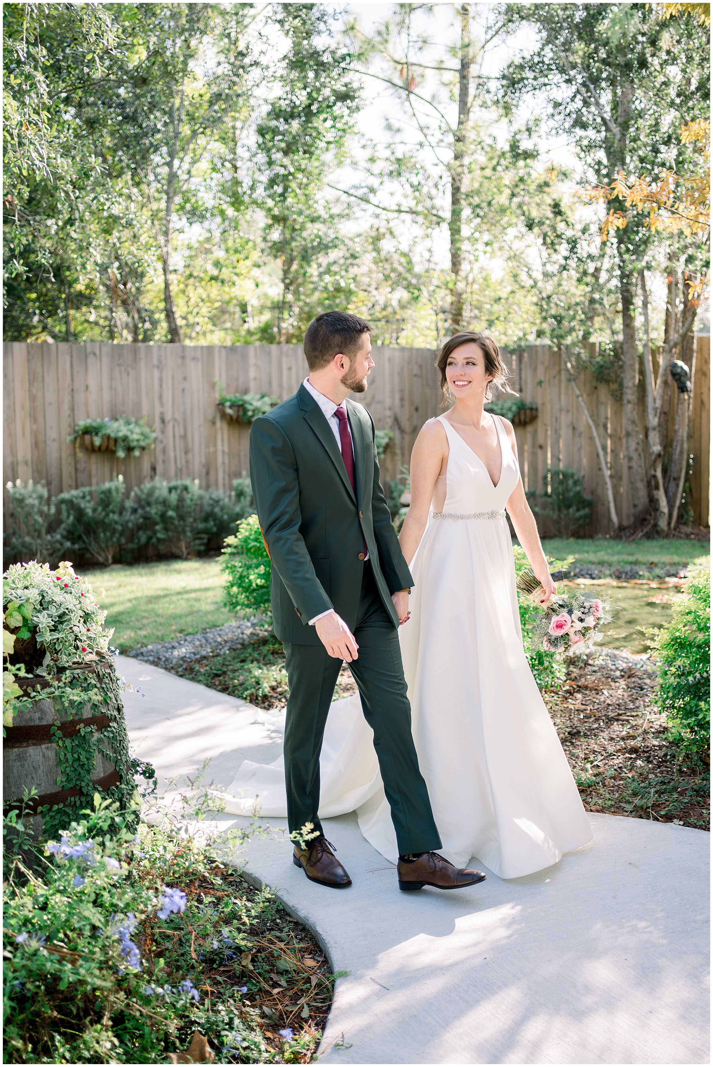 Intimate backyard garden family wedding At carriage house in St. Augustine Florida