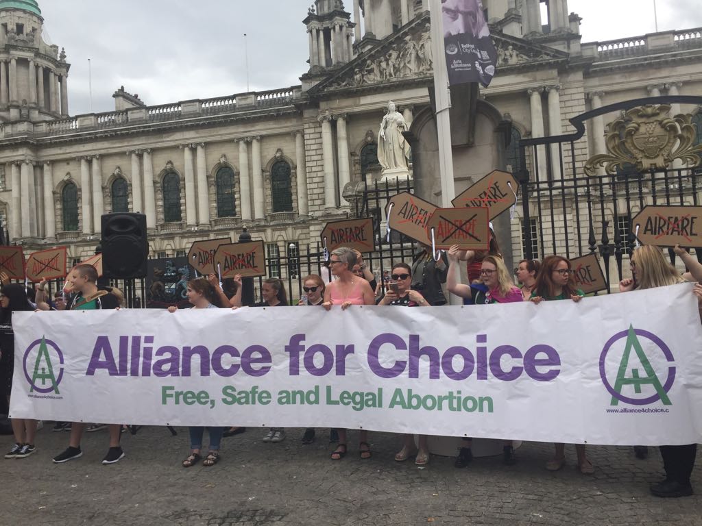Alliance For Choice campaign outside Belfast City Hall