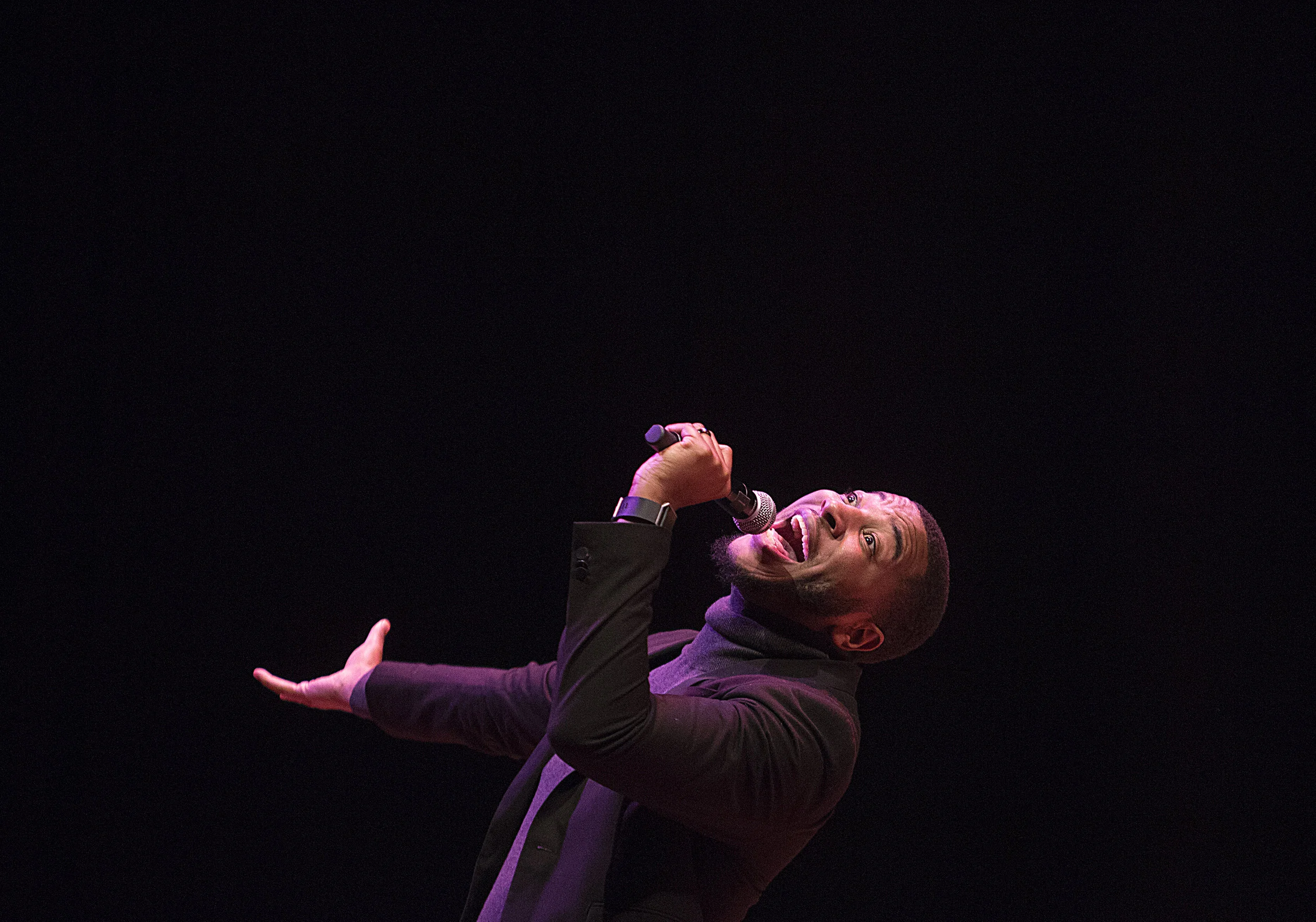 North Minneapolis’s own Jovonta Patton, a Billboard-charting gospel artist, sings at the University of Minnesota’s Ted Mann Concert Hall during a musical event celebrating the life of Dr. Martin Luther King Jr.