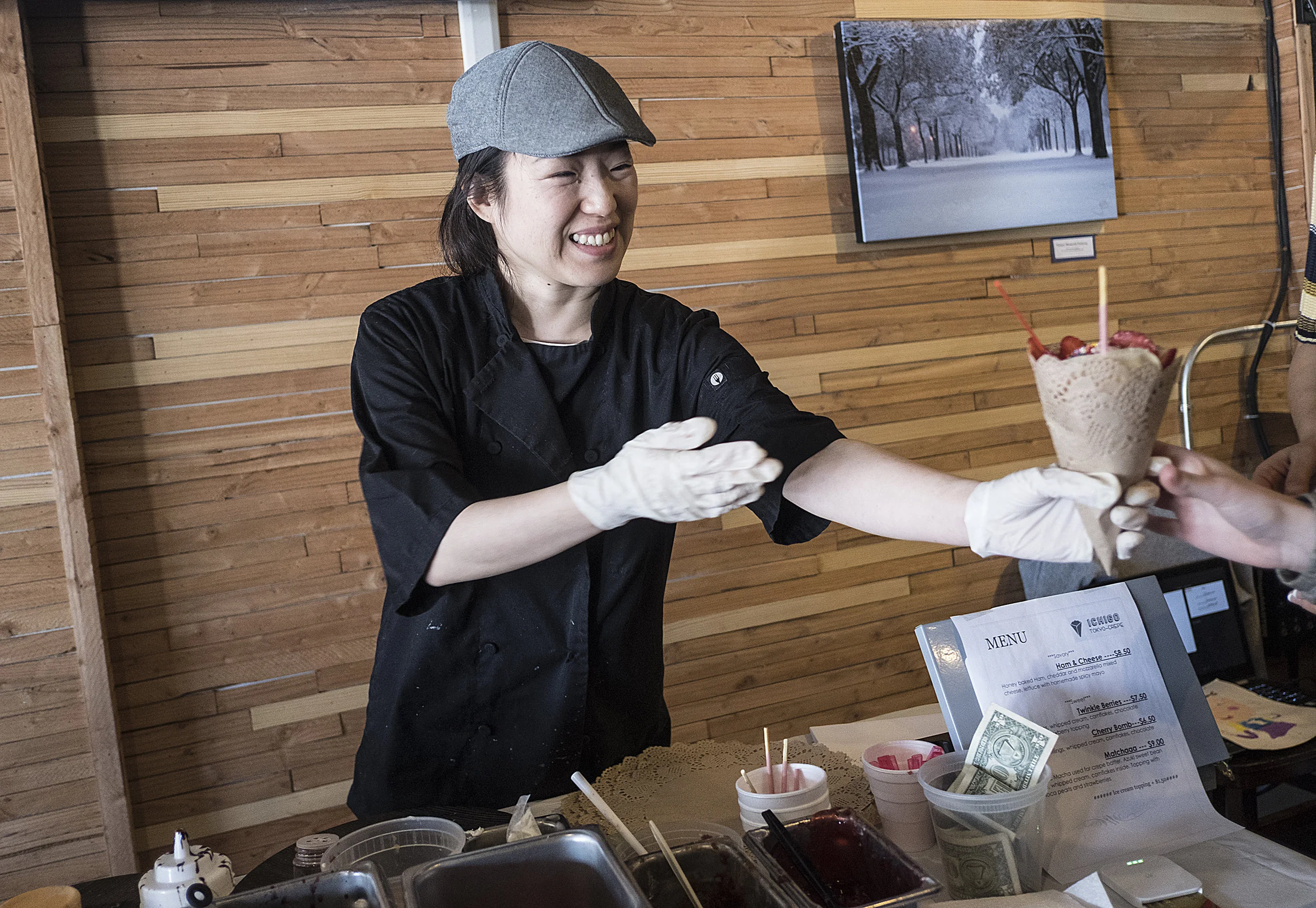 Mia Oi had a pop-up stand inside Corner Coffee in the Camden neighborhood during Saturdays in February and March, ending March 30. to make and serve Japanese-style crepes. Photo by David Pierini