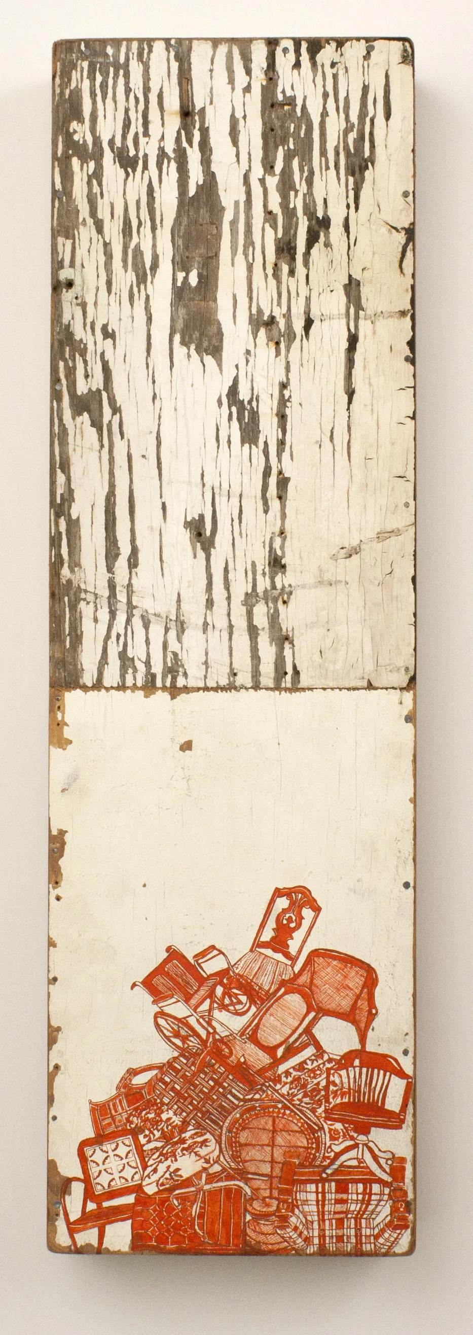 The Breakdown watercolor and graphite on wooden panel 12" x 36" 2016