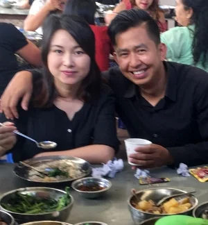 Elizabeth and Ko Kyi at a church celebration meal