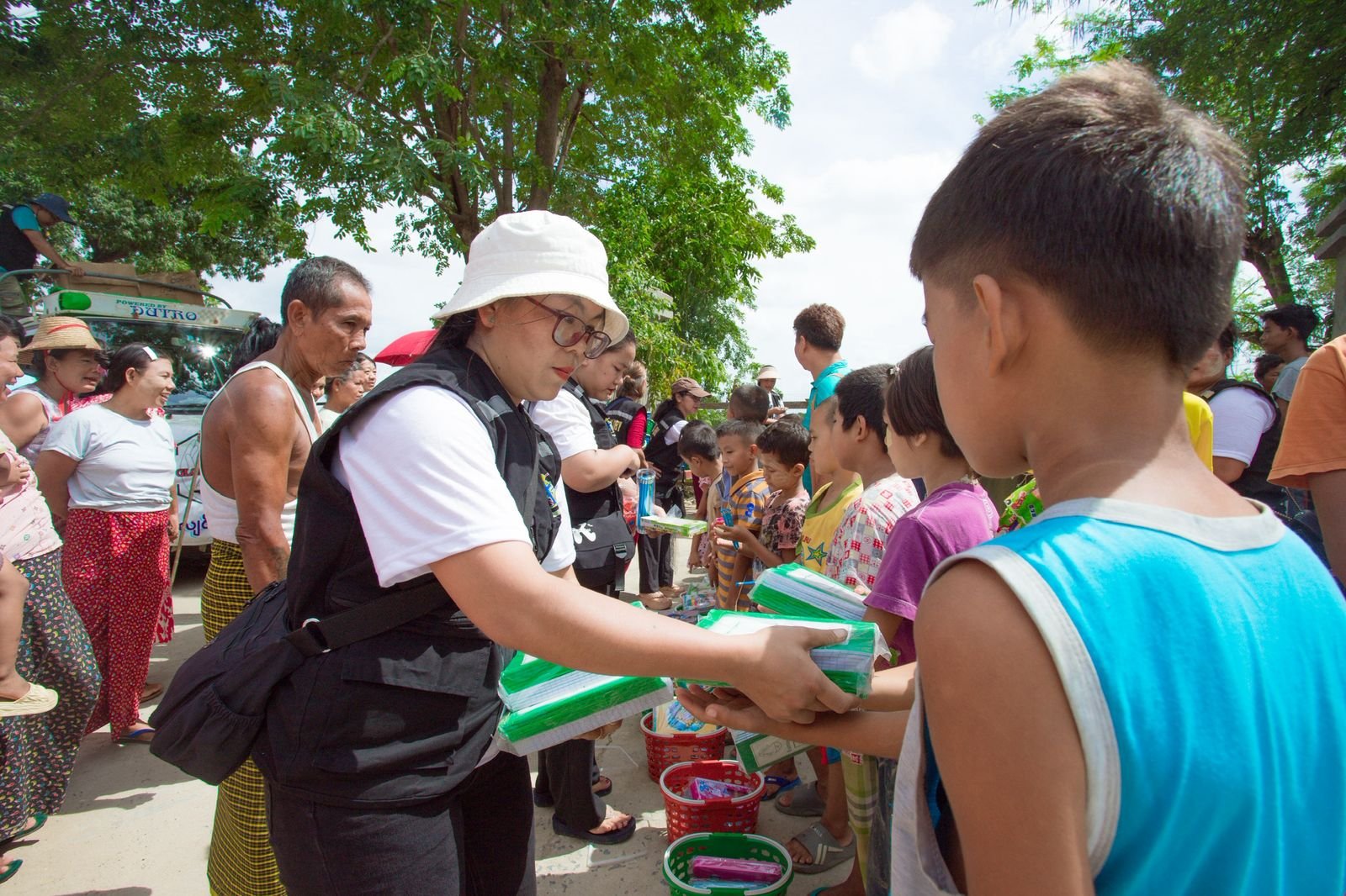 someone handing out gifts