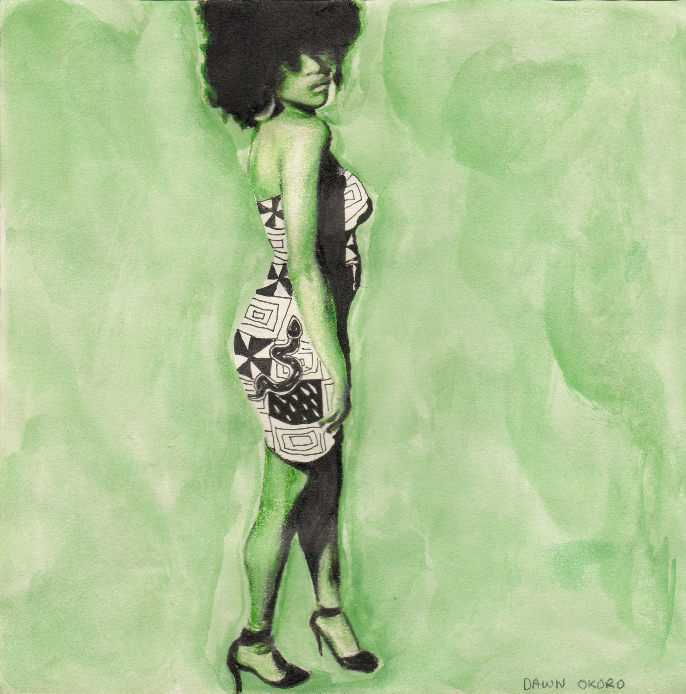 Woman in Igbo Print Dress 2