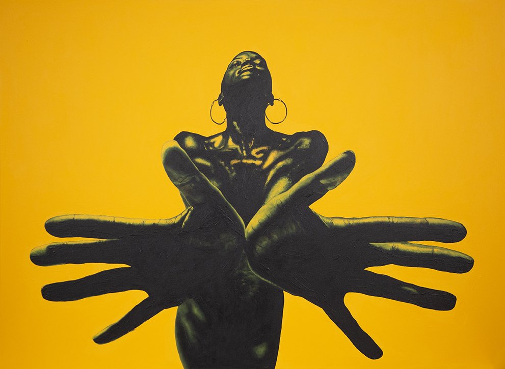  "Contact," acrylic on canvas, 48x36 inches, 2024 