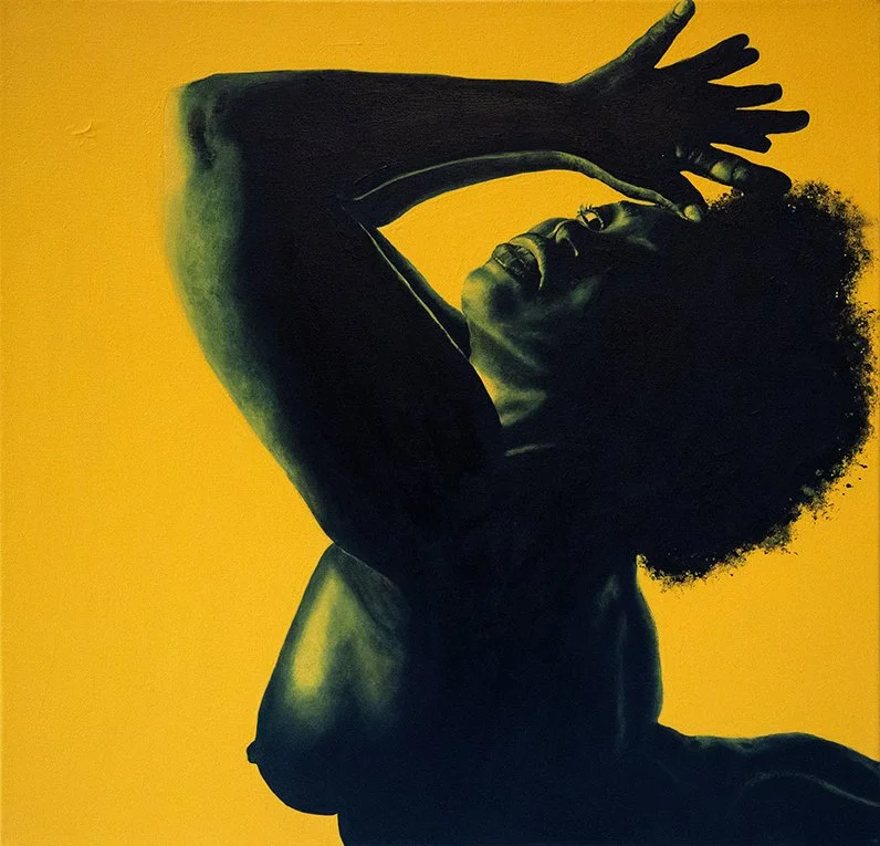  "Lean In," acrylic on canvas, 24x36 inches, 2025 
