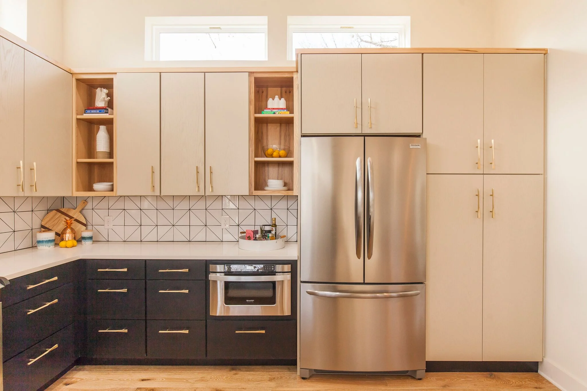 Unit B Kitchen - Black, Hickory, Painted Oak Cabinets by Troo Designs 