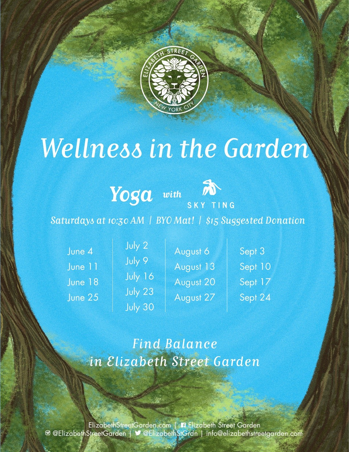 Elizabeth Street Garden - Official Website, Calendar
