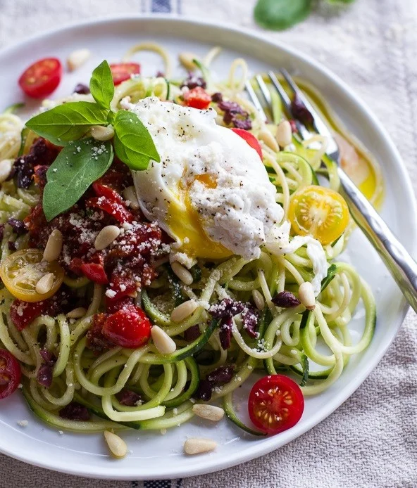 Egg on courgette pasta (Source: halfbakedharvest )
