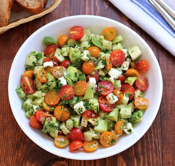 Tomato, cucumber and avocado salad (Source: greenvalleykitchen )