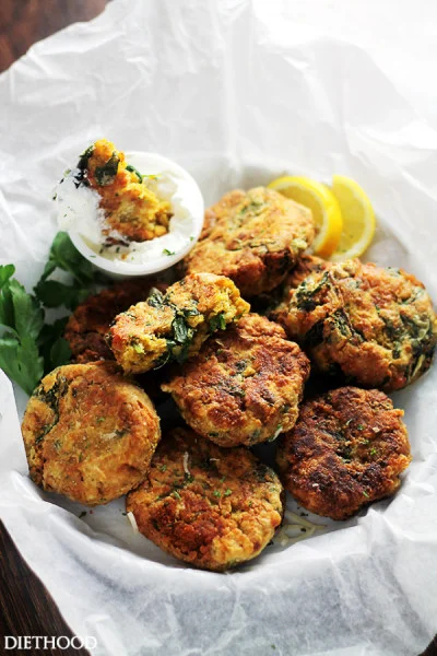 spinach lentils fritters (Source: diethood )