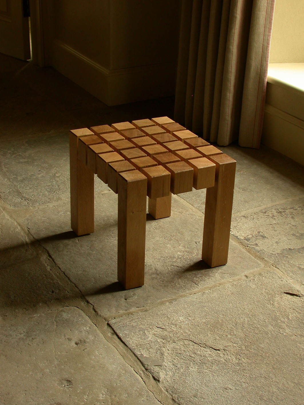 Oak block stool