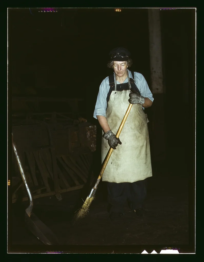 Chicago & North Western R.R., Elibia Siematter, working as a sweeper at the roundhouse. Source