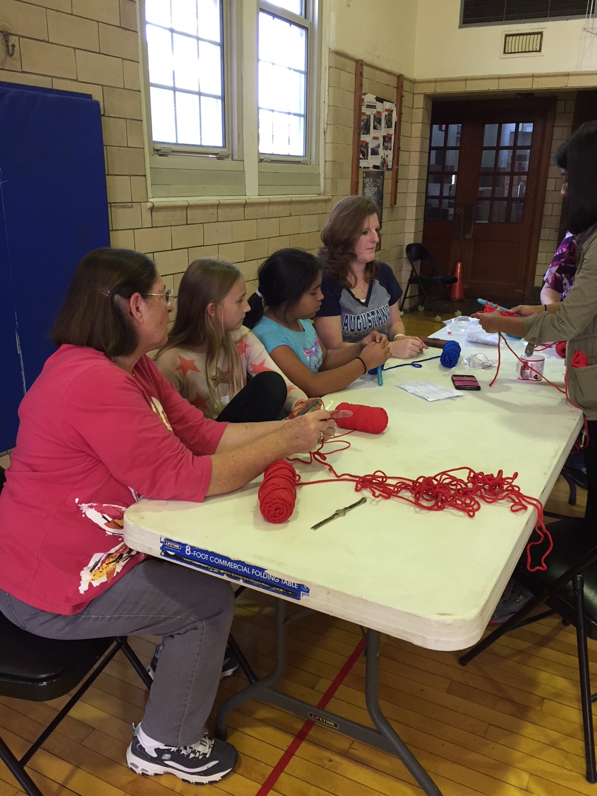 September Crochet-In at Longfellow Liberal Arts Elementary School (photo courtesy of Berni Carmak)