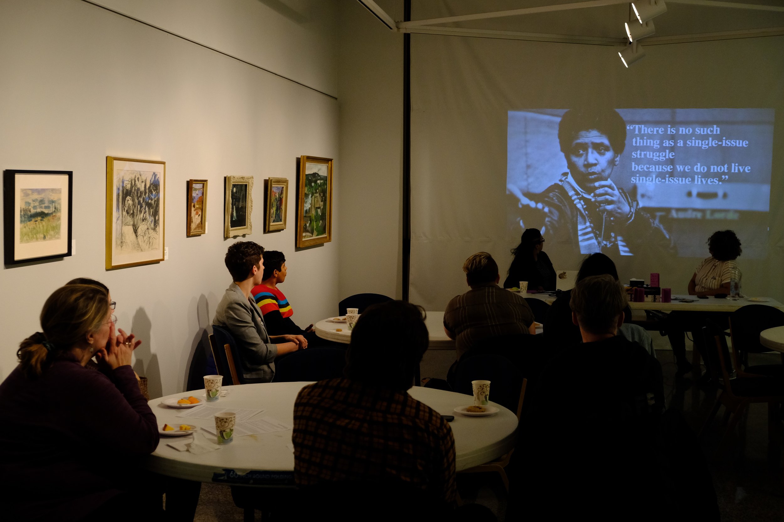 SYA/For the People Artists Collective zine-making workshop (2019). Photo courtesy of the Augustana Photo Bureau, photographer: Mikaylo Kelly.