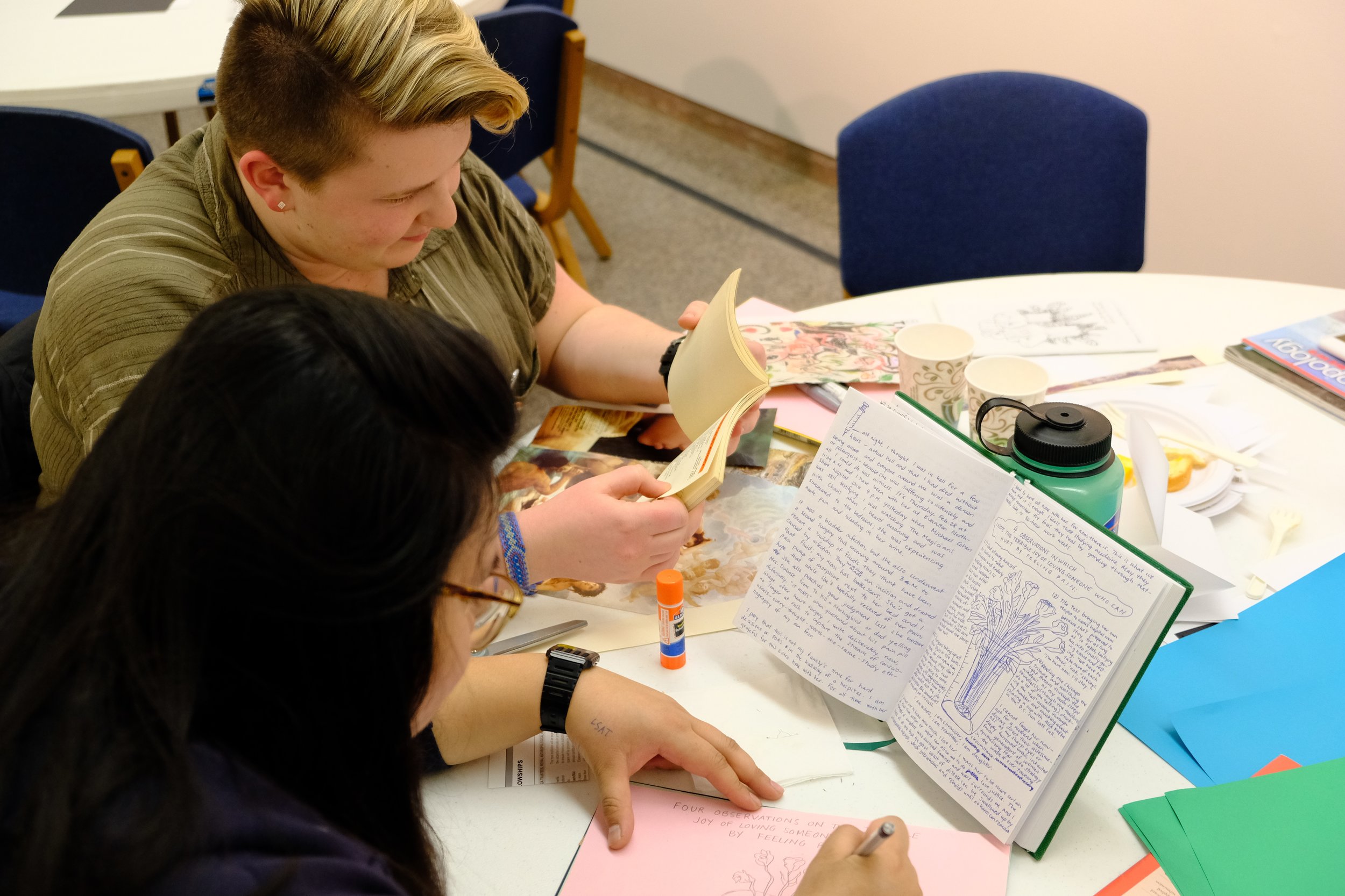 SYA/For the People Artists Collective zine-making workshop (2019). Photo courtesy of the Augustana Photo Bureau, photographer: Mikaylo Kelly.