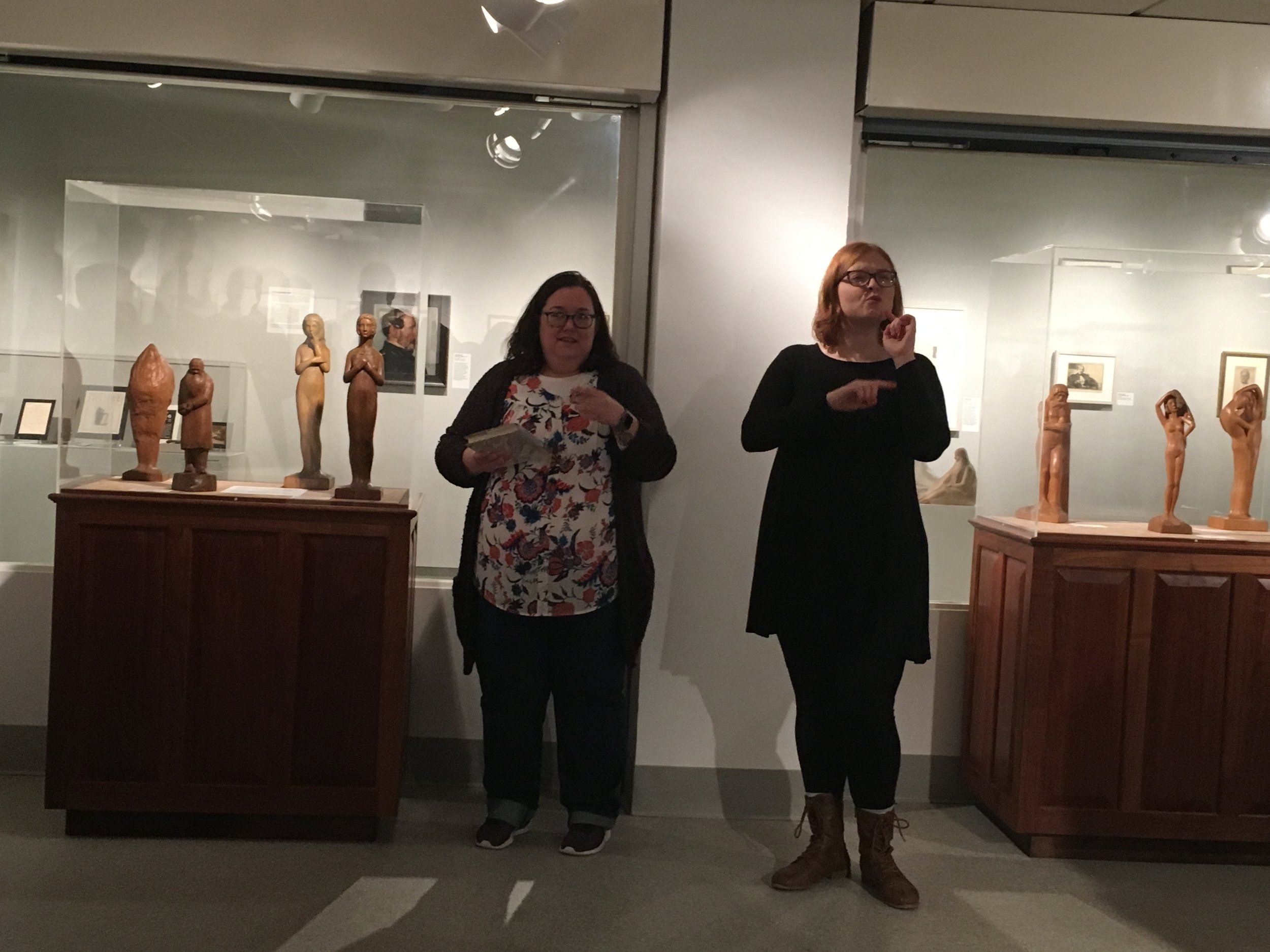  Charles Haag's Art + Archive at Augustana. Tour led by Dr. Kimberly La Palm (Scandinavian Studies) and Lisa Huntsha (Swenson Swedish Immigration Research Center). ASL interpreter: Bambi Suits.  