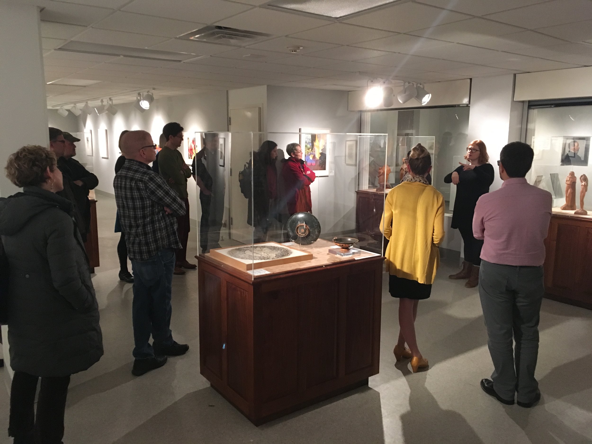 Charles Haag's Art + Archive at Augustana. Tour led by Dr. Kimberly La Palm (Scandinavian Studies) and Lisa Huntsha (Swenson Swedish Immigration Research Center). ASL interpreter: Bambi Suits.  