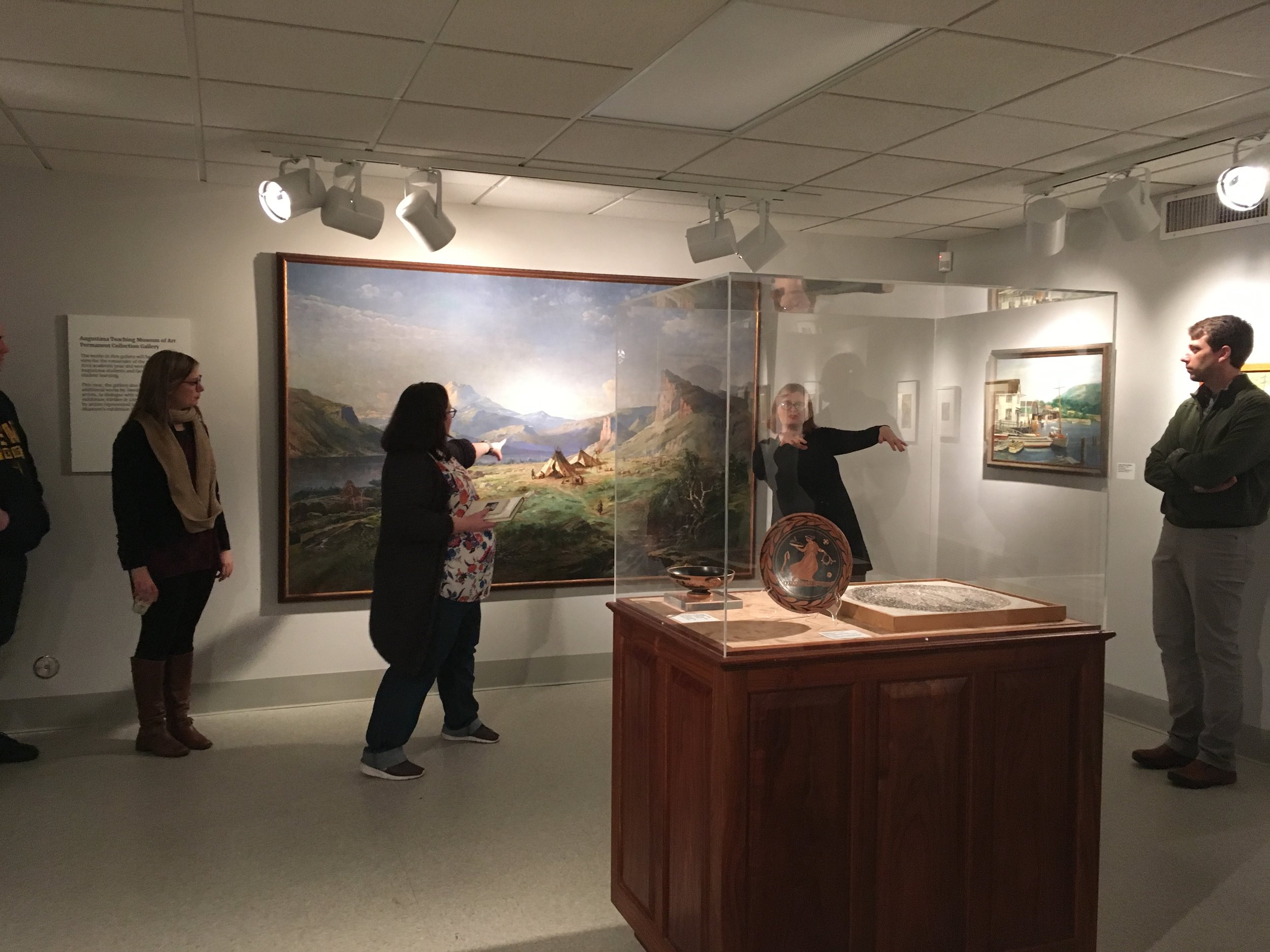  Charles Haag's Art + Archive at Augustana. Tour led by Dr. Kimberly La Palm (Scandinavian Studies) and Lisa Huntsha (Swenson Swedish Immigration Research Center). ASL interpreter: Bambi Suits. 