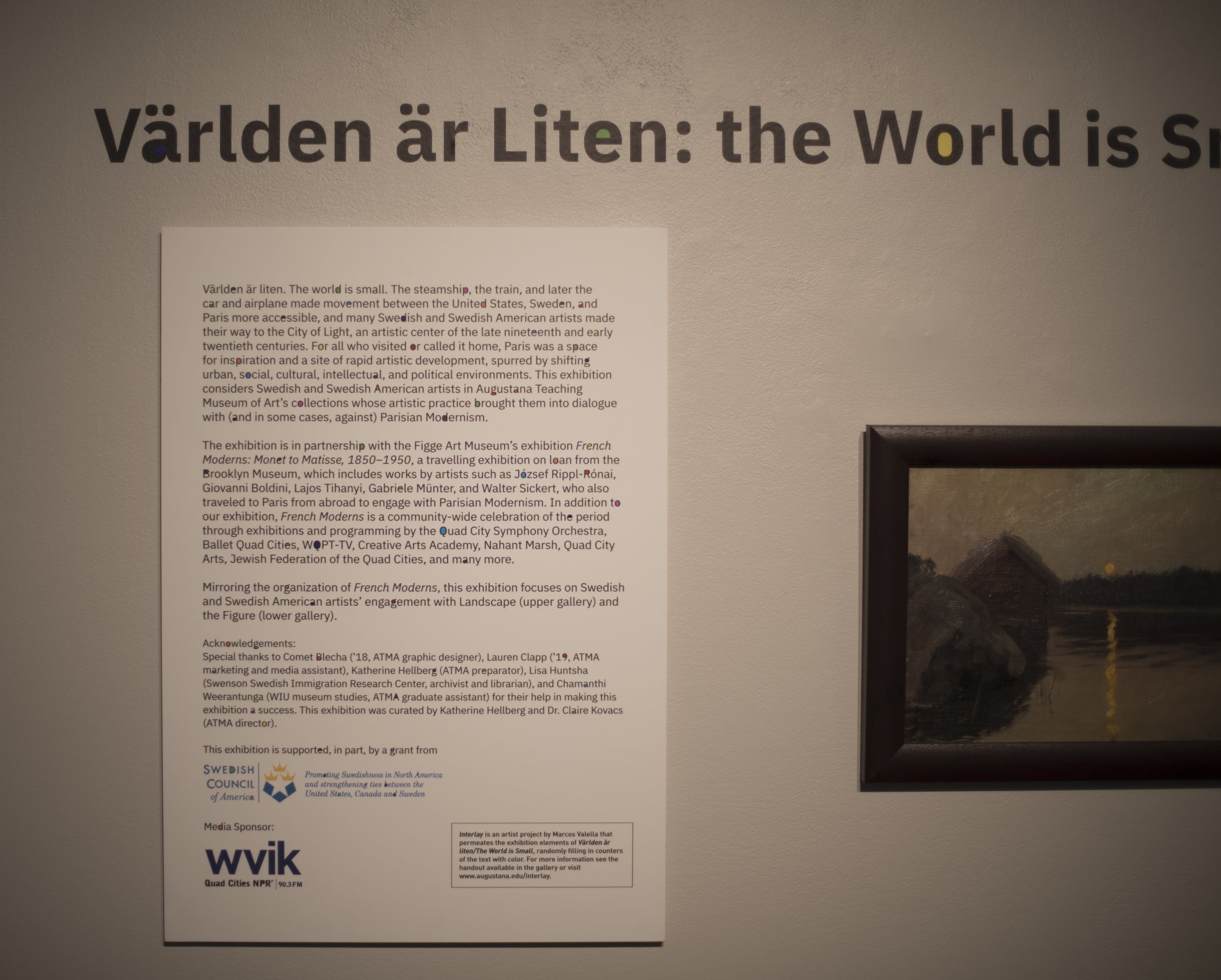 Marcos Valella, Interlay (installation photo), 2019. Augustana Teaching Museum of Art.