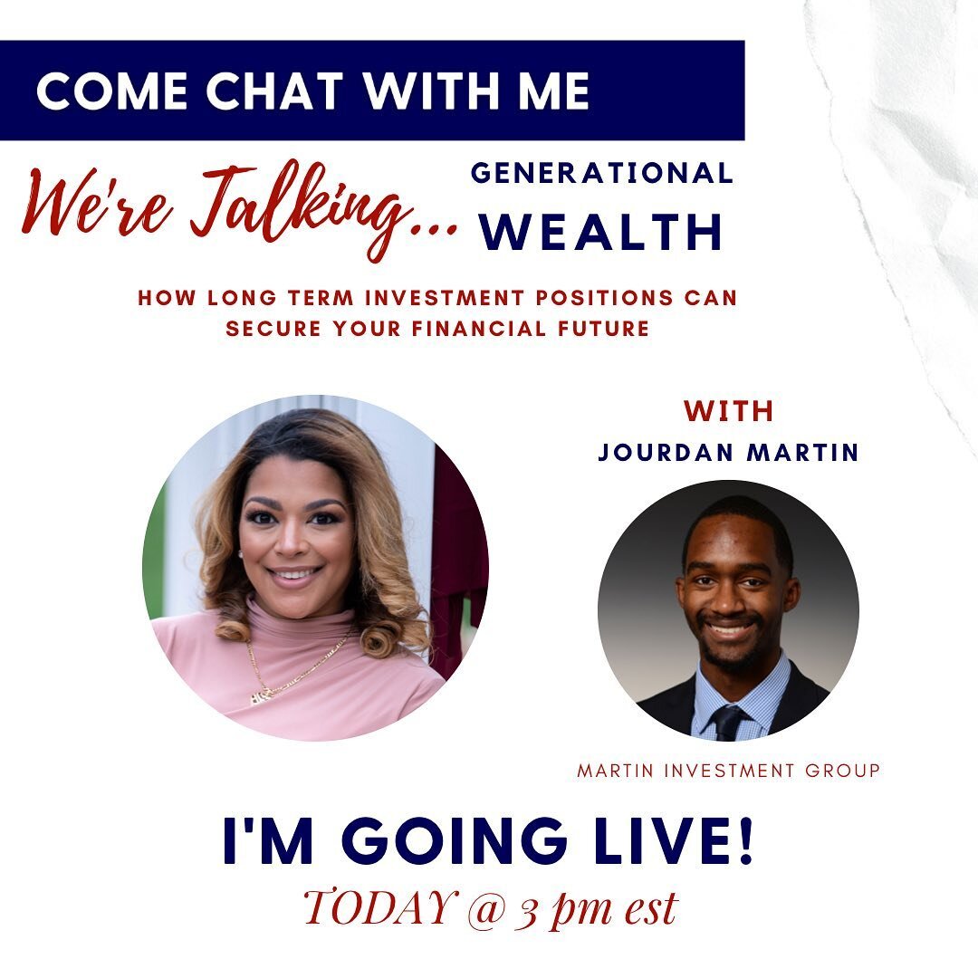 👋🏽 COME CHAT WITH ME
Learn how this young investor is on track to retire at 27!
We&rsquo;re talking all things stocks and real estate LIVE today at 3PM EST with @jourdanmartin3. 
See you there!
.
.

#GenerationalWealth #LindseyTheRealtor #investmen