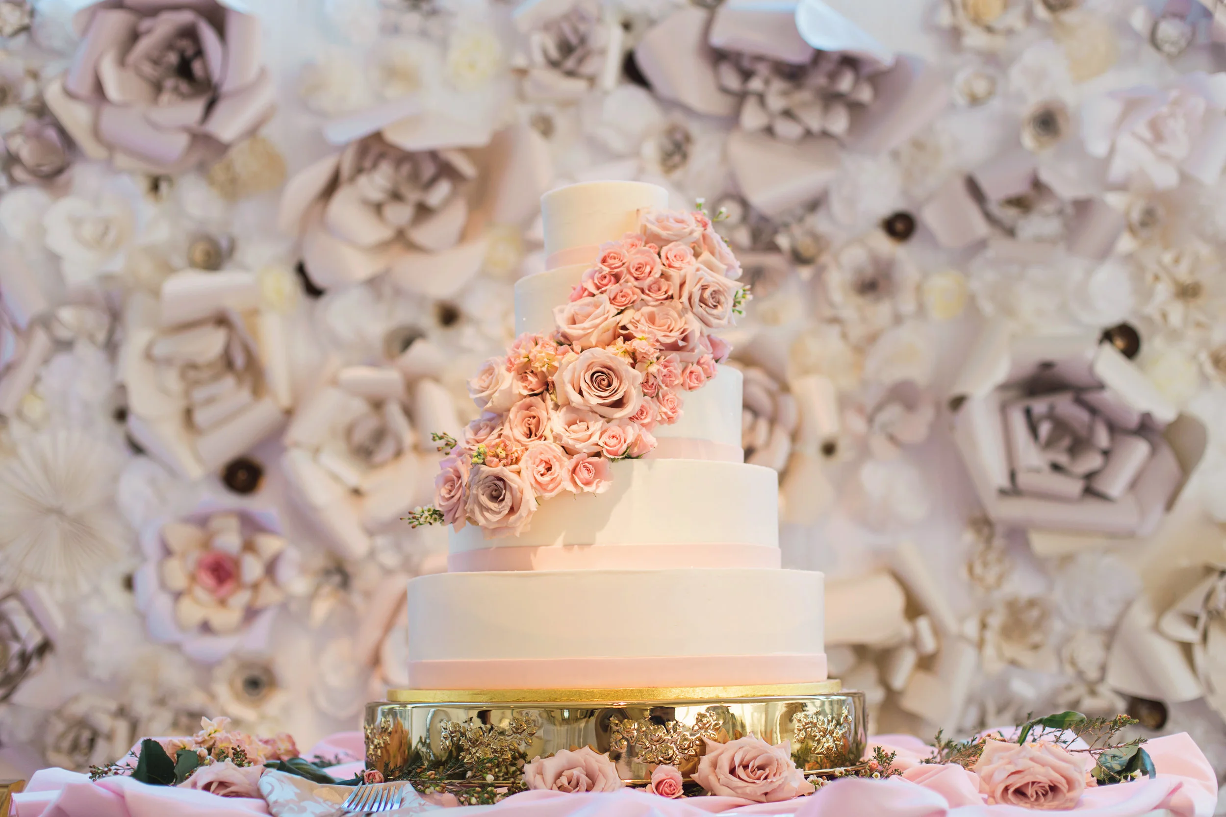 Classic, Blush Wedding and a Stunning Cake Backdrop