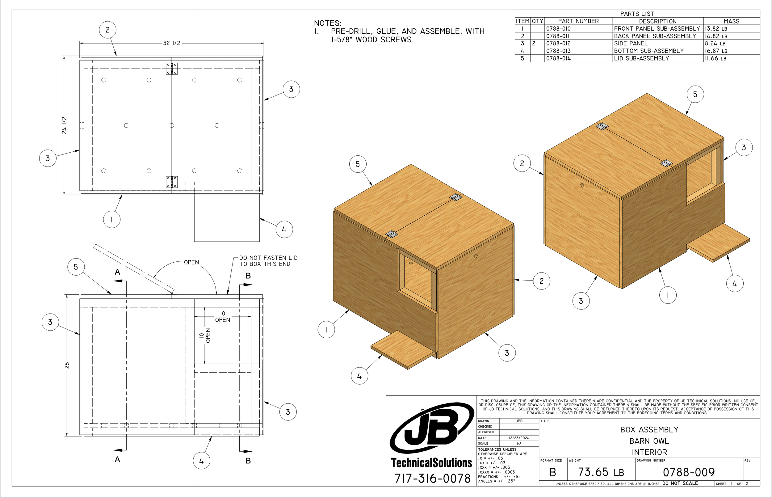 Plan for interior barn owl nest box