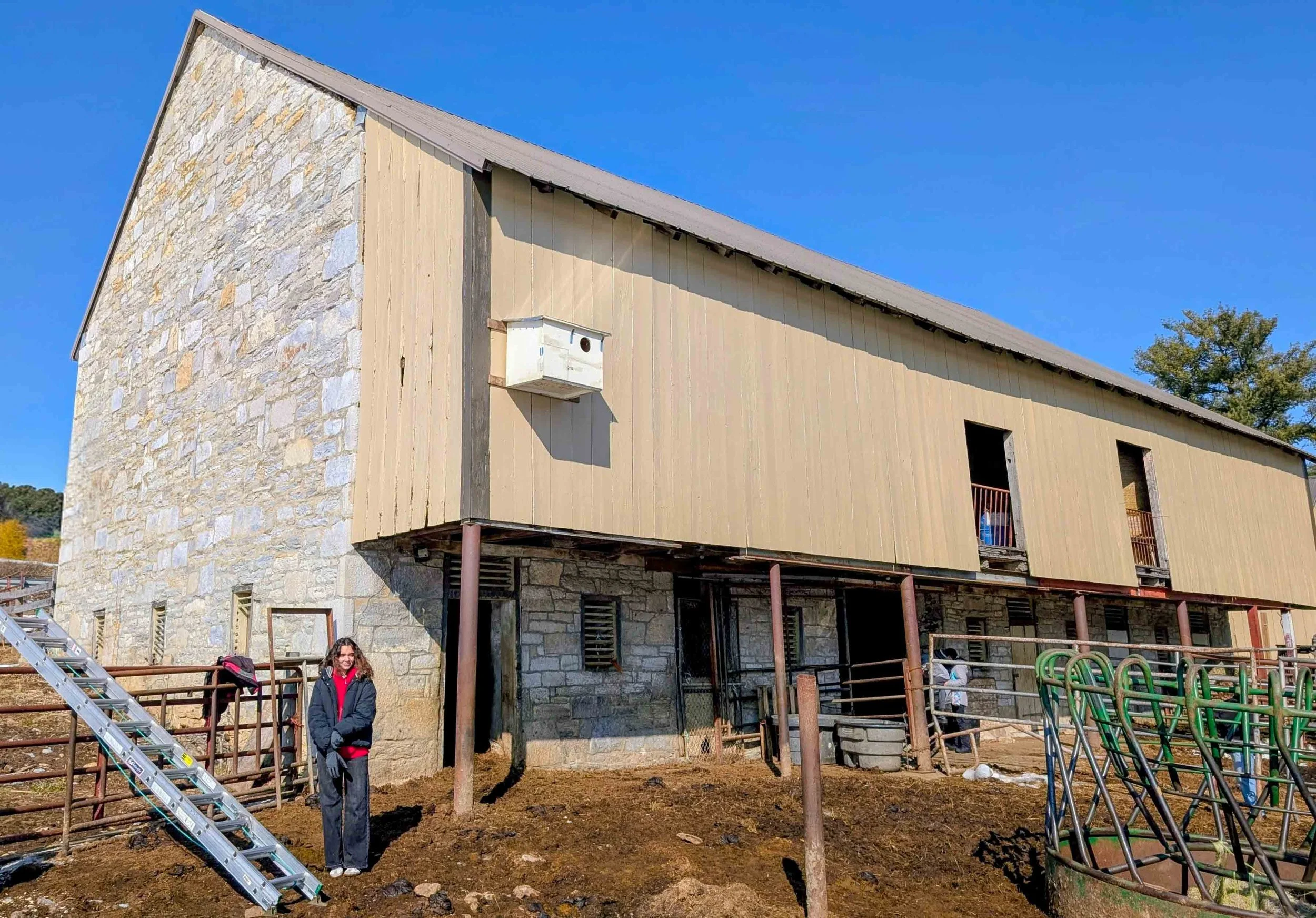 American Barn Owl box installed on the side of a barn. Photo by Michelle Huston.