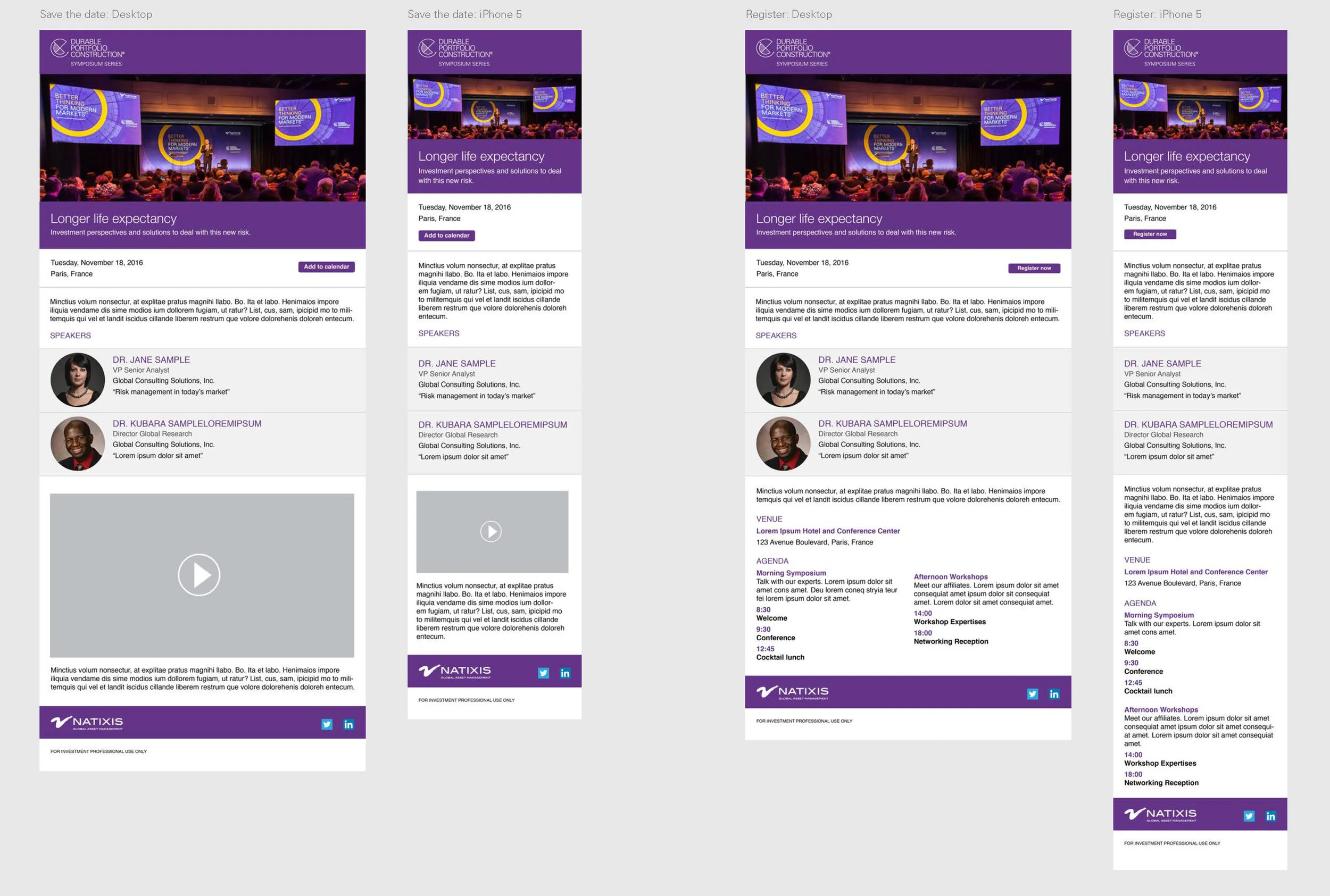 Save the Date and Register Emails – Desktop and Mobile