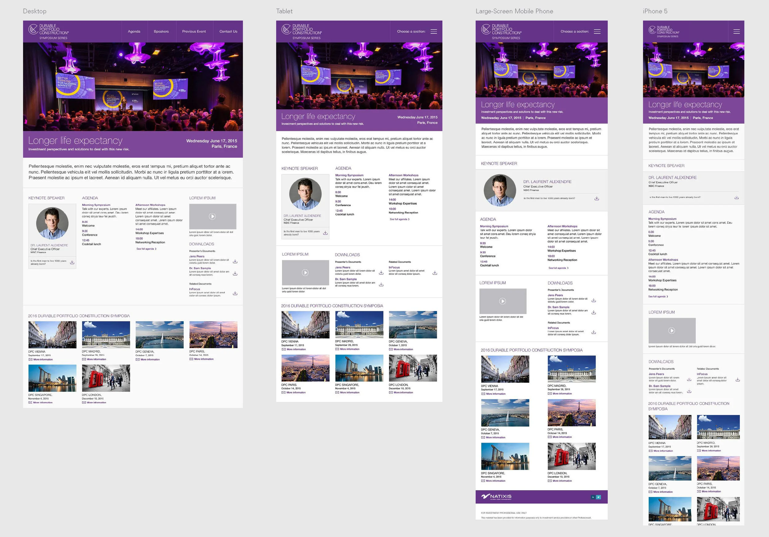 Conference Landing Webpage – Desktop, Tablet and Mobile