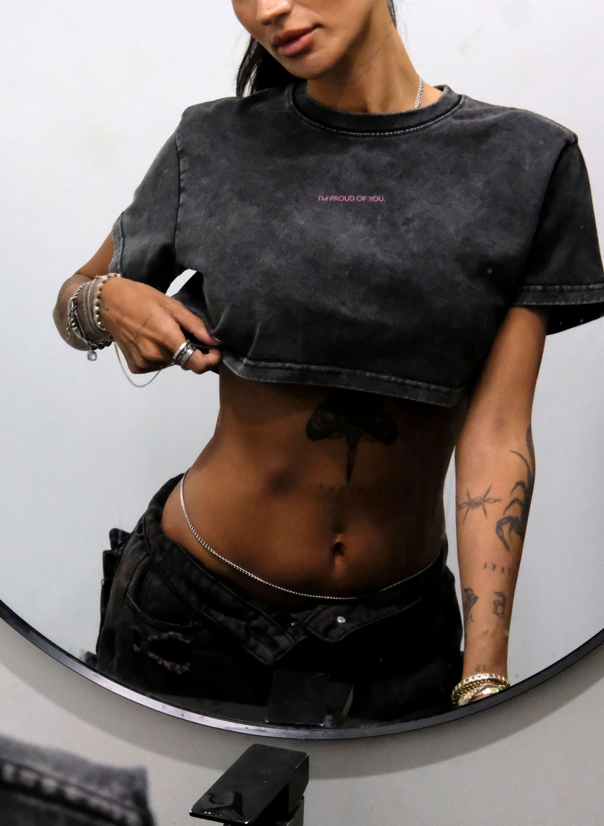 REMIND YOURSELF Pink Crop Top Small Fit