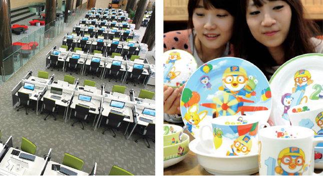 1. A Digital Reading Room at the National Library of Korea This is a space where people can access and use a vast corpus of digital materials, and engage in media editing, documentation, and research. 2. Pororo Pororo, the country’s representative character for infants, plays a leading role in the progress of the country’s future cultural industry by introducing a variety of products using educational animations and characters.
